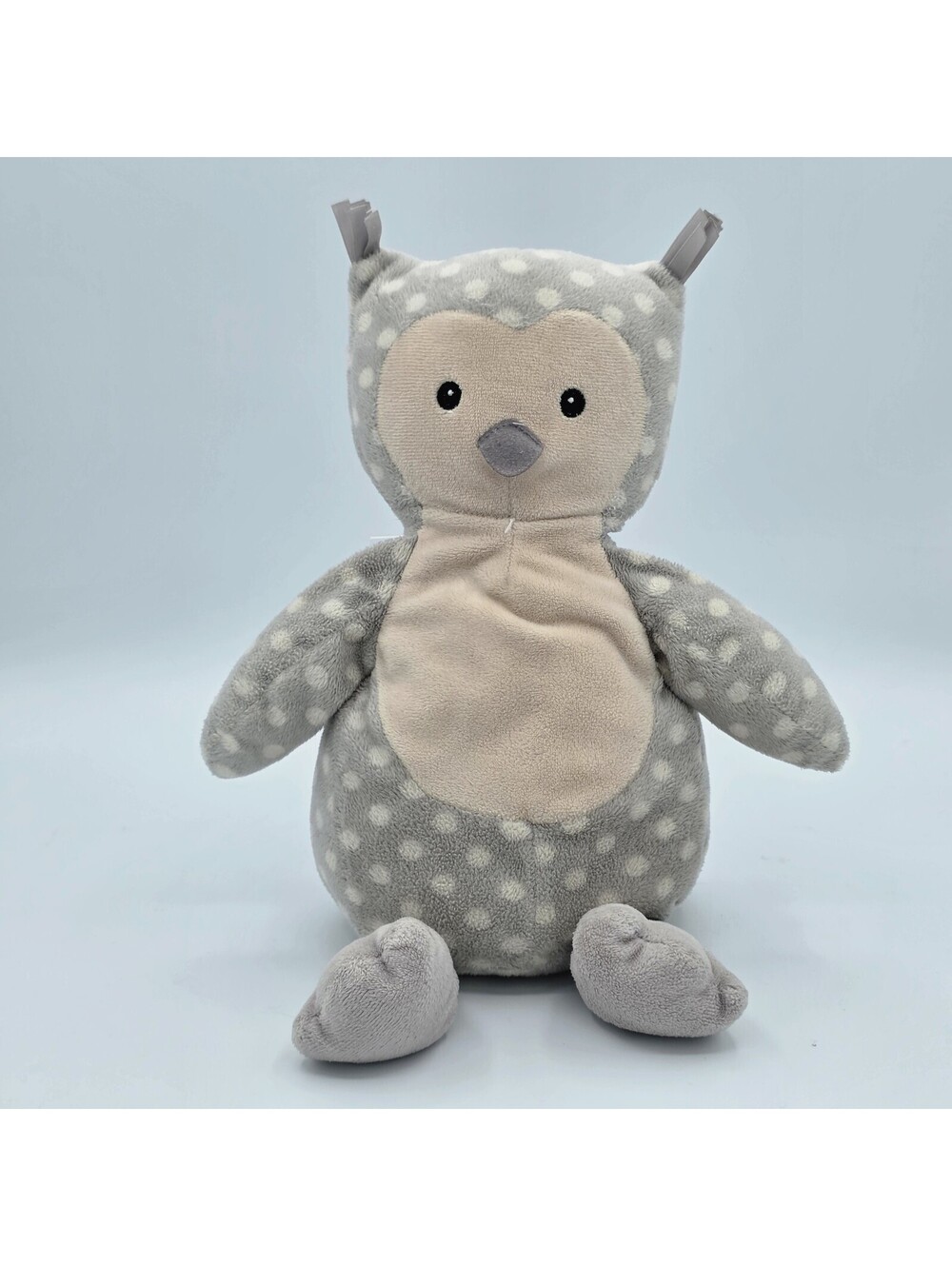 Little Jellycat Owl Gray White Polka Dot OLLIE Plush With Rattle 9" Lovey Indigo